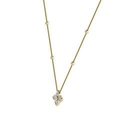 18 Karat Gelbgold Florale Diamant-Halskette '1/5 Karat'