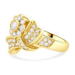 18k Yellow Gold Flower Bow Ring
