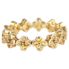 18K Yellow Gold Flower Eternity Band with Yellow Sapphires