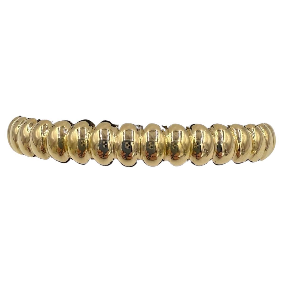 Bracciale Bangle scanalato in oro giallo 18k, circa anni '70 in vendita