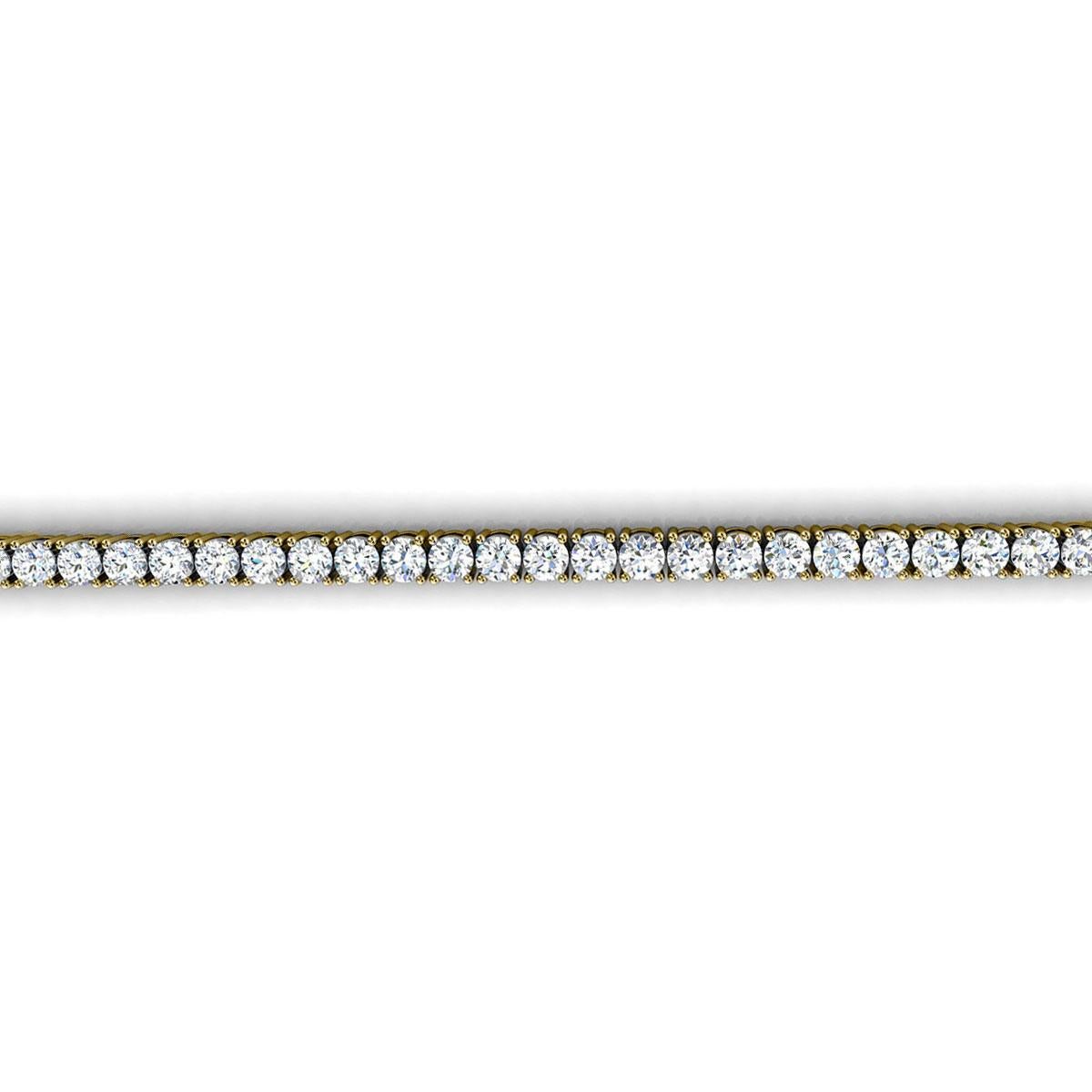 18k Yellow Gold Four Prongs Diamond Tennis Bracelet '2 Ct. tw' In New Condition For Sale In San Francisco, CA