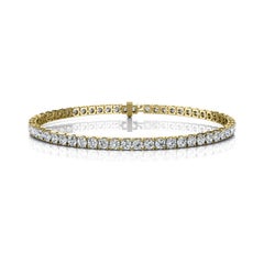 18k Yellow Gold Four Prongs Diamond Tennis Bracelet '5 Ct. tw'
