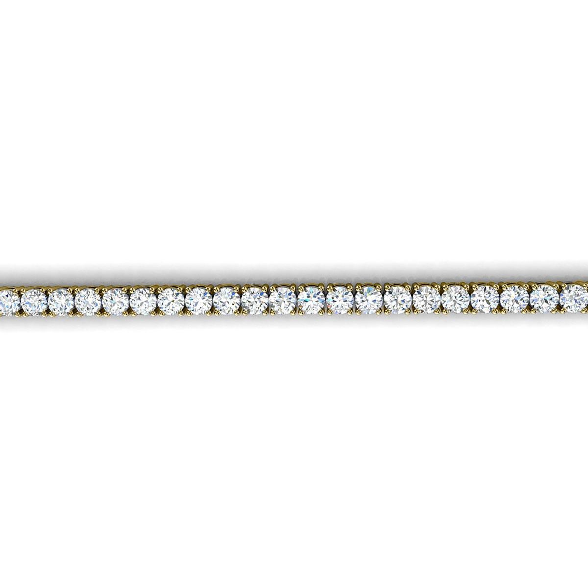 18k Yellow Gold Four Prongs Diamond Tennis Bracelet '5 Ct. tw' In New Condition For Sale In San Francisco, CA