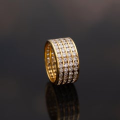 18k Yellow Gold Four-Row Diamonds Alliance Band Ring
