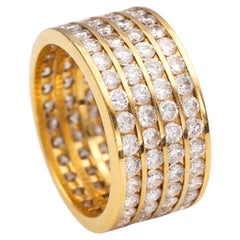Bague d'alliance en or jaune 18 carats à quatre rangées de diamants