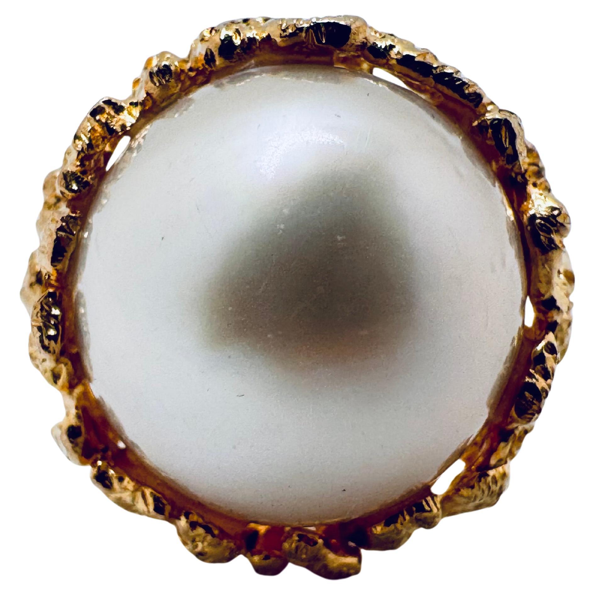 18K Yellow Gold Free-Style Mabe Pearl Ring