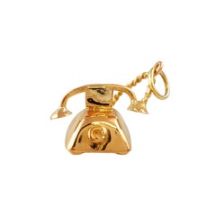 18K Yellow Gold French Victorian Style Rotary Telephone Charm