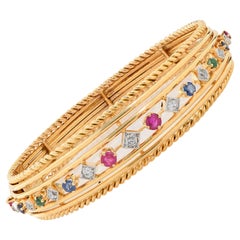 Bracciale Volaire francese in oro giallo 18K con più pietre preziose  38.3g