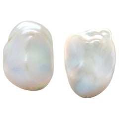 18K Yellow Gold Fresh Water Baroque Pearl Clip-on Earrings