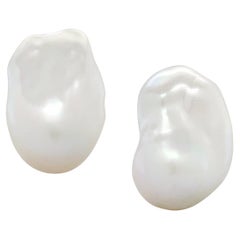 18K Yellow Gold Freshwater Baroque Pearl Clip-On Earrings