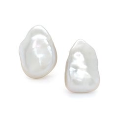 18K Yellow Gold Freshwater Baroque Pearl Earrings