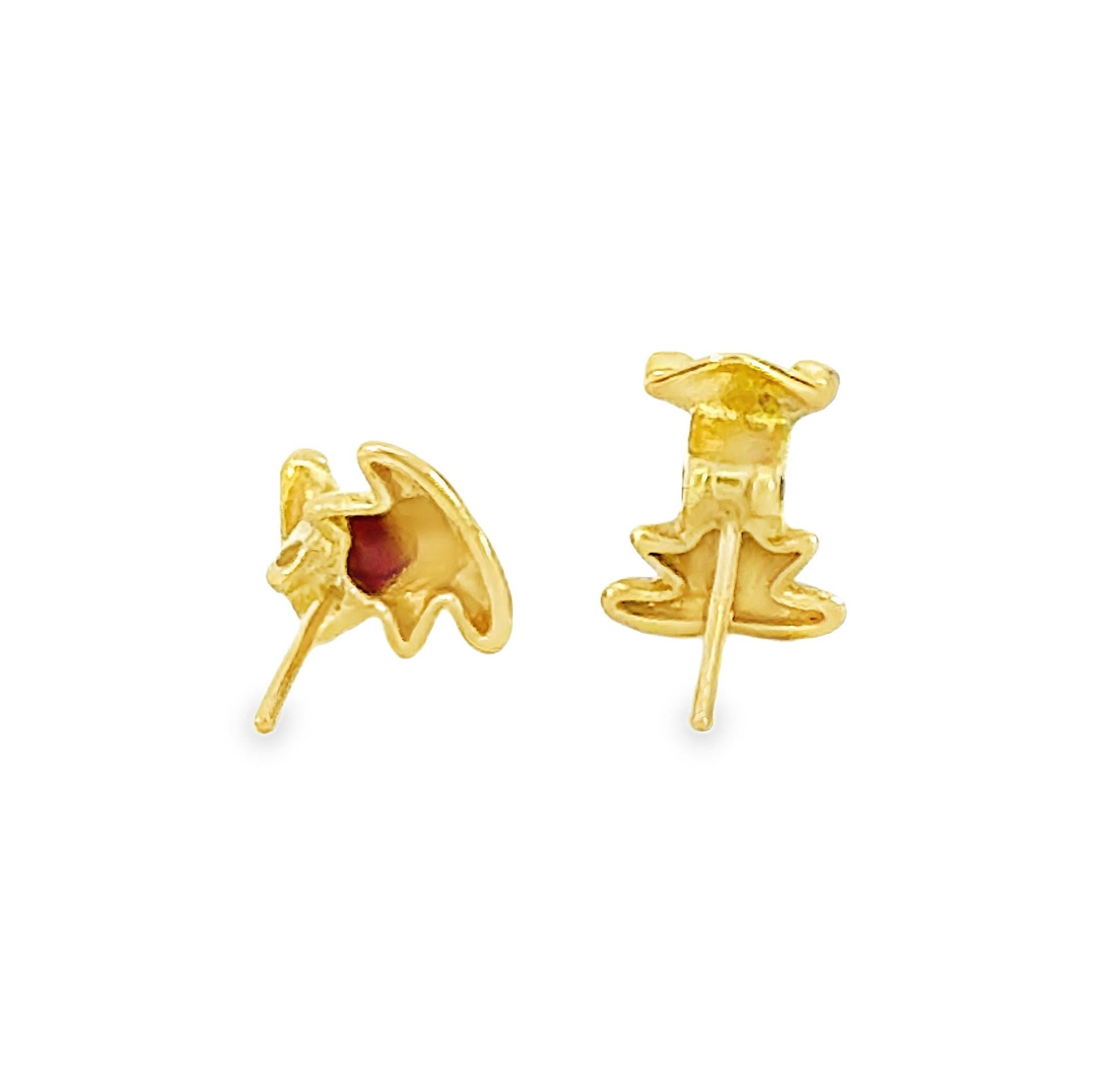 18K Gelbgold Frosch-Ohrringe mit Smaragd-Augen und passendem Anhänger (Zeitgenössisch) im Angebot