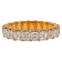 18K Yellow Gold Full Eternity 4.43ct. Asscher Cut Diamond Accented Wedding Band