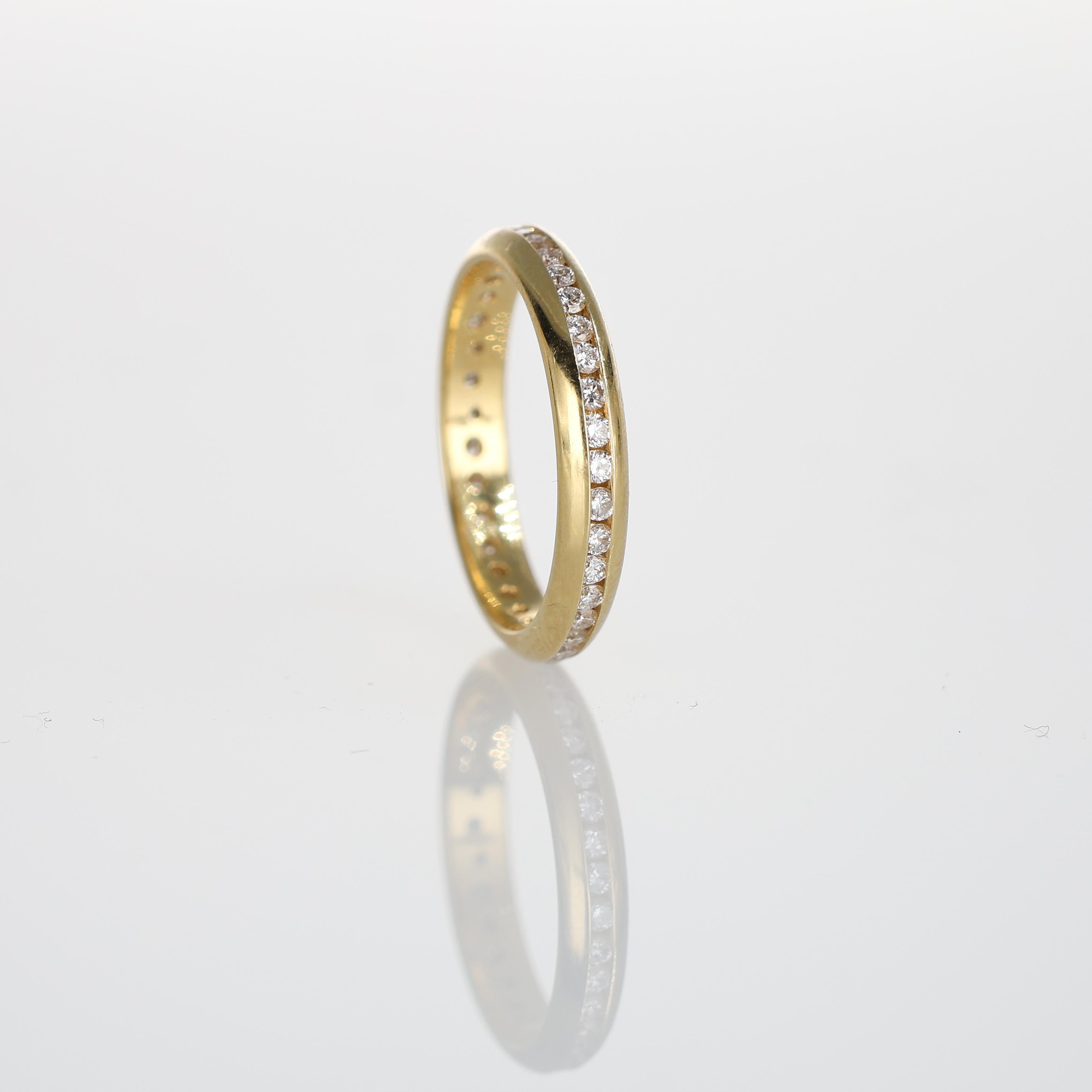 Brilliant Cut 18K Yellow Gold Full Eternity Band with Natural Diamonds For Sale