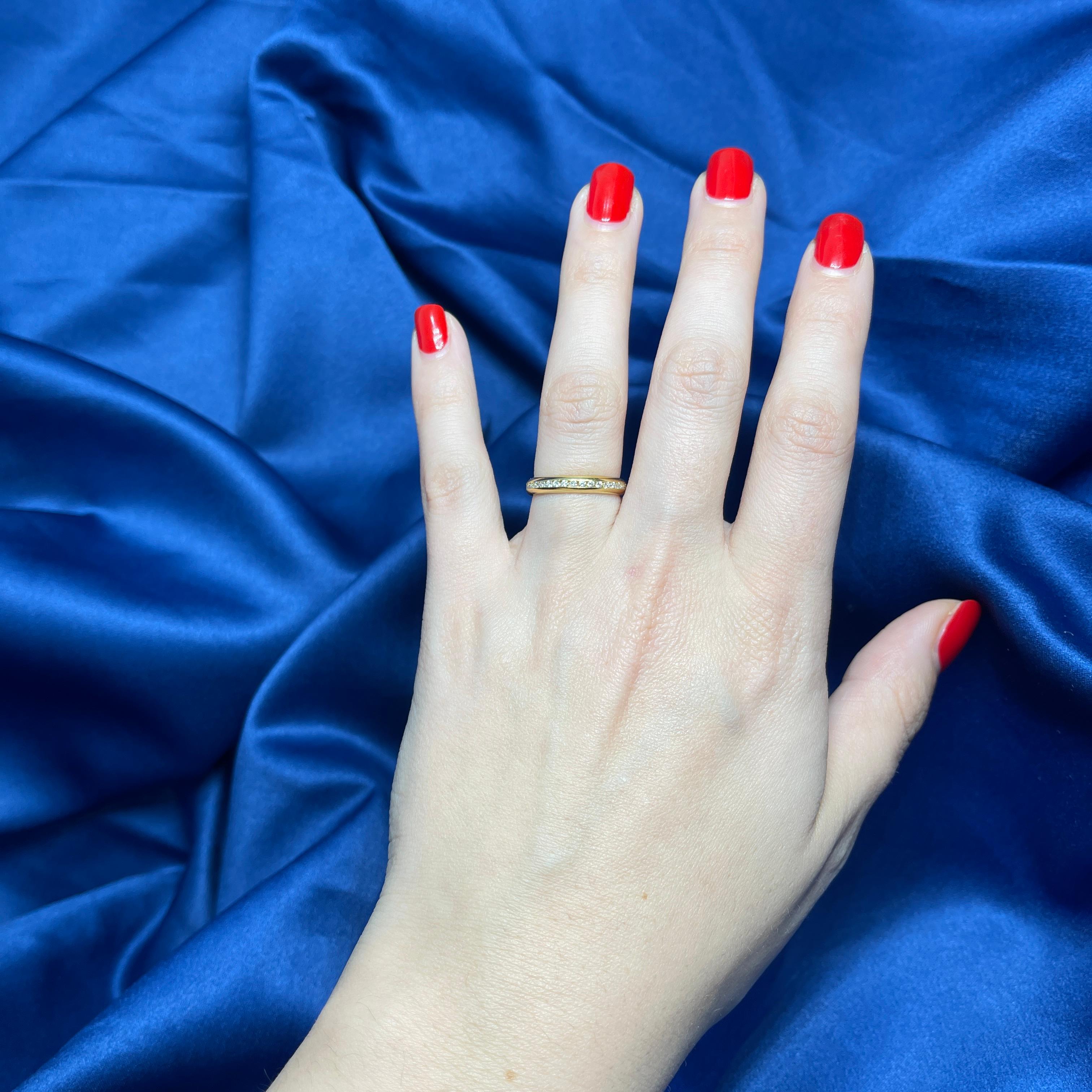 Women's or Men's 18K Yellow Gold Full Eternity Band with Natural Diamonds For Sale
