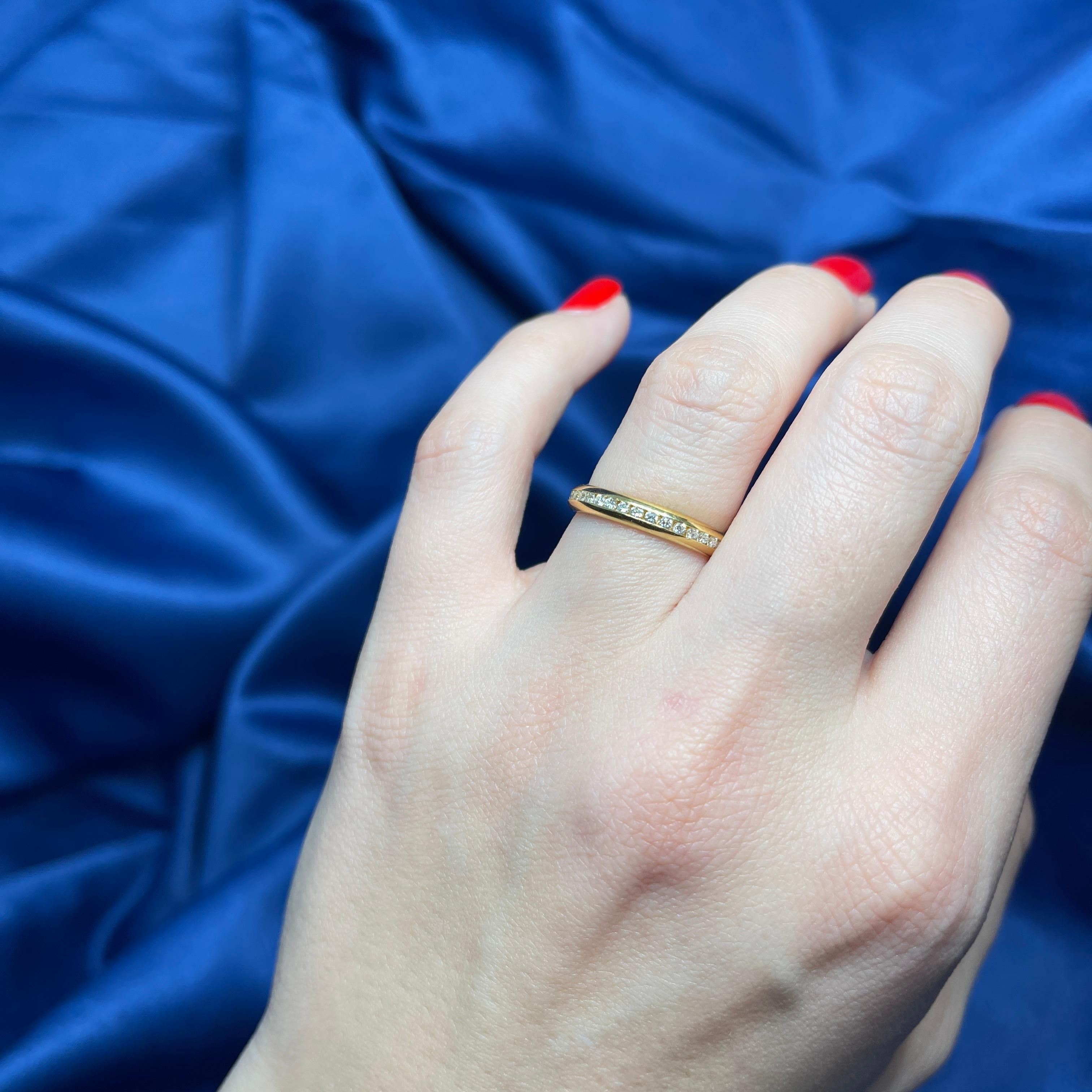 18K Yellow Gold Full Eternity Band with Natural Diamonds For Sale 1