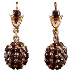 18 Karat Gelbgold Granat-Cluster-Ohrhänger