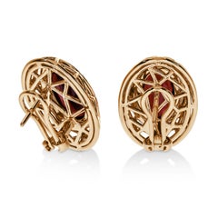 18k Yellow Gold Garnet & Diamonds Nest Pendant and Earrings