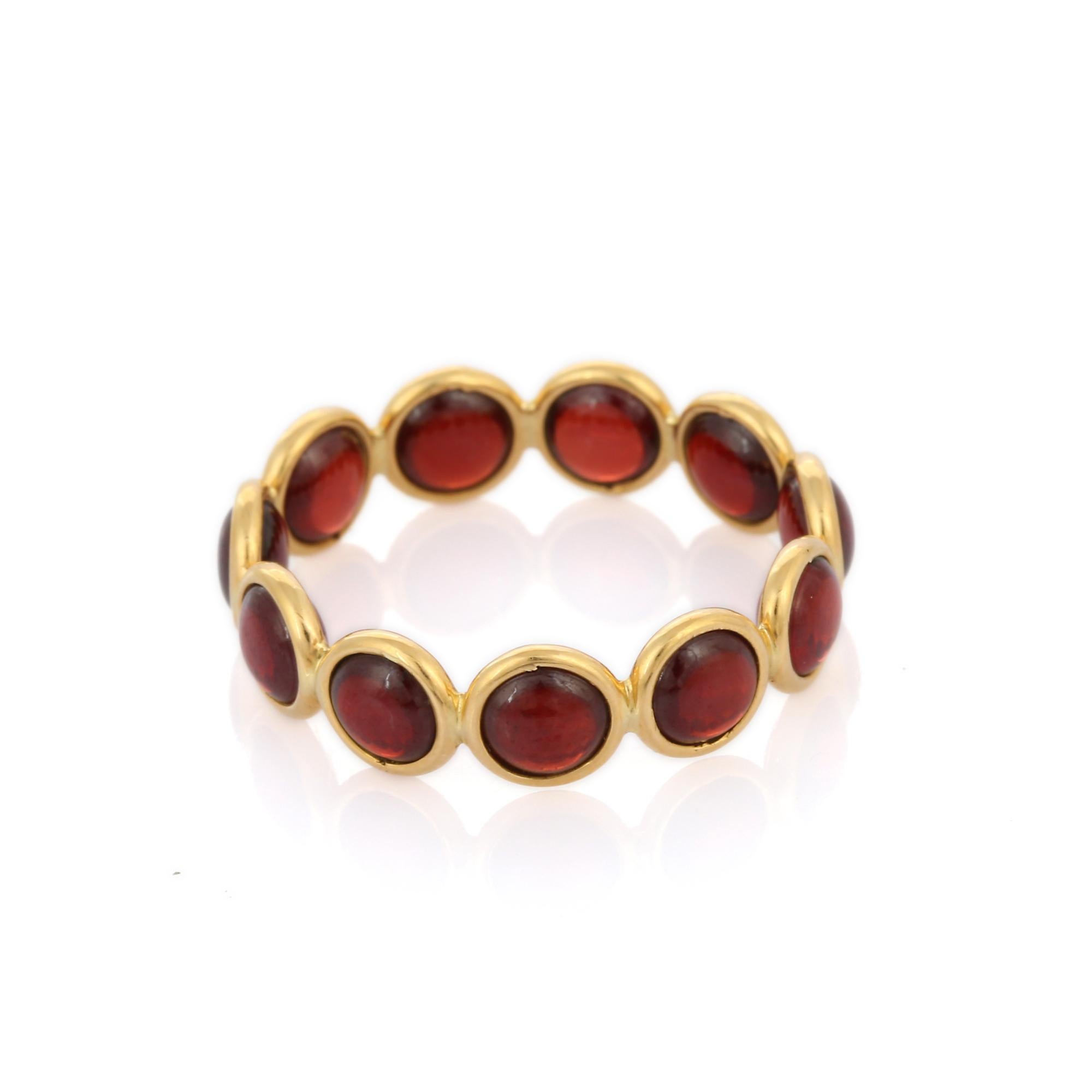 For Sale:  Stacking Band, 18k Solid Yellow Gold Garnet Eternity Band 3