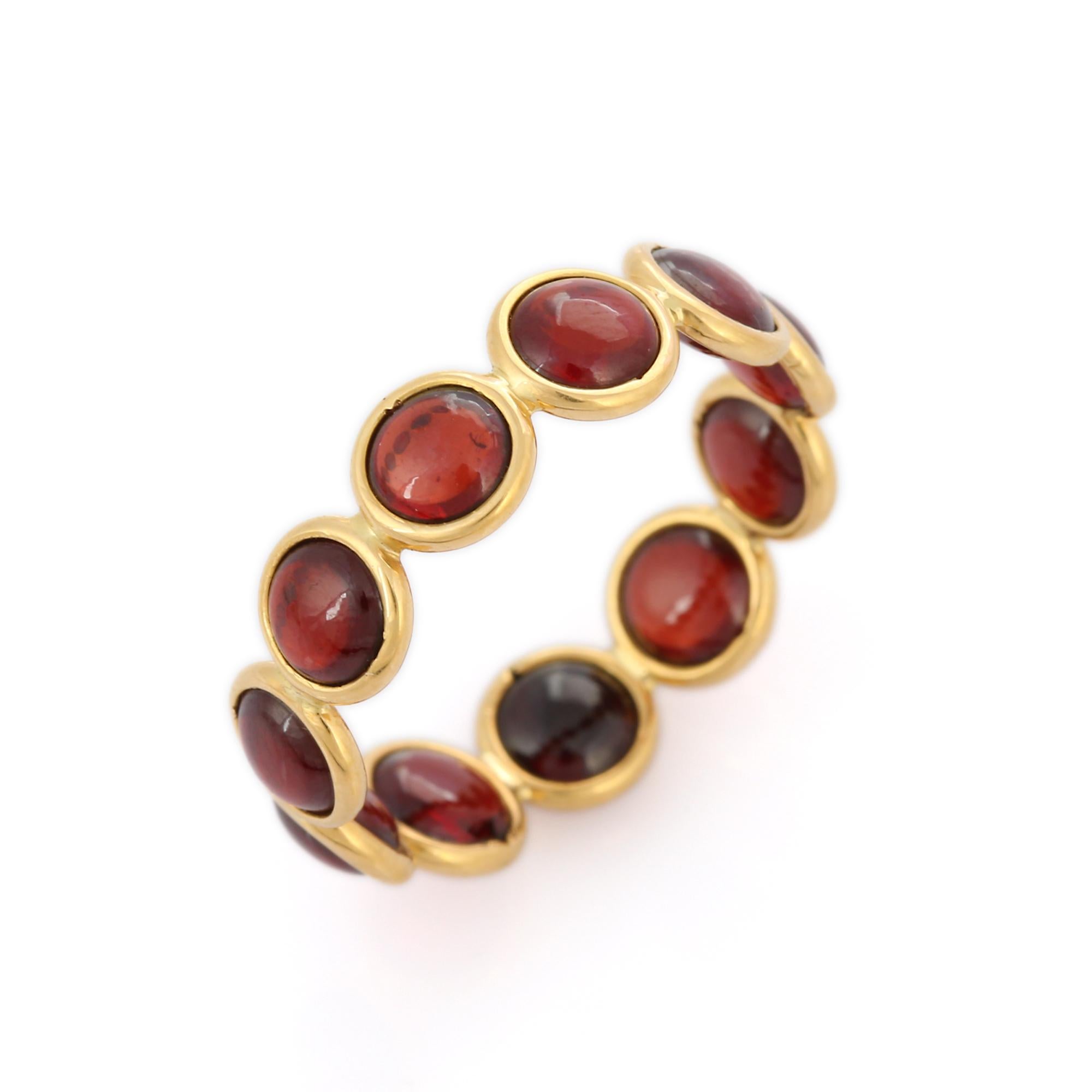 For Sale:  Stacking Band, 18k Solid Yellow Gold Garnet Eternity Band 4