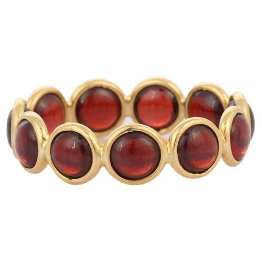 Stacking Band, 18k Solid Yellow Gold Garnet Eternity Band