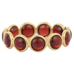 Stacking Band, 18k Solid Yellow Gold Garnet Eternity Band