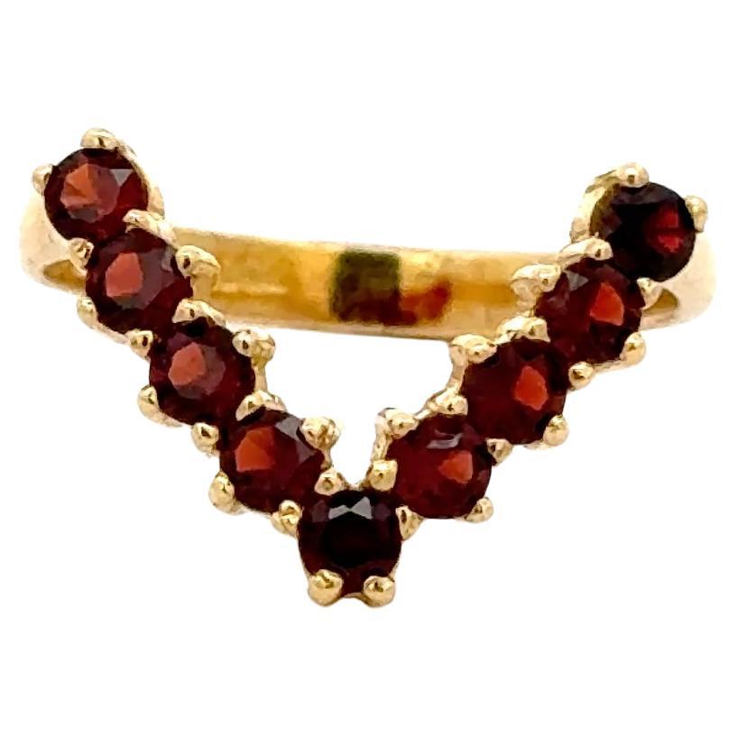 18K Yellow Gold Garnet Eternity Band Ring, 1.00 Carat