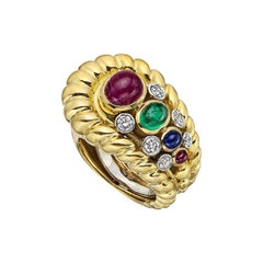 18k Yellow Gold & Gem-Set Buckle Ring