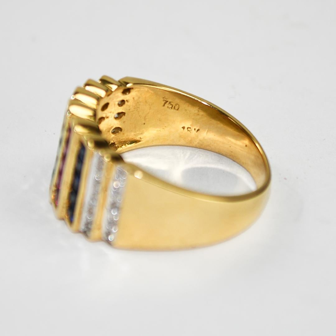 18K Yellow Gold Gemstone Cocktail Ring 6.4g en vente 2