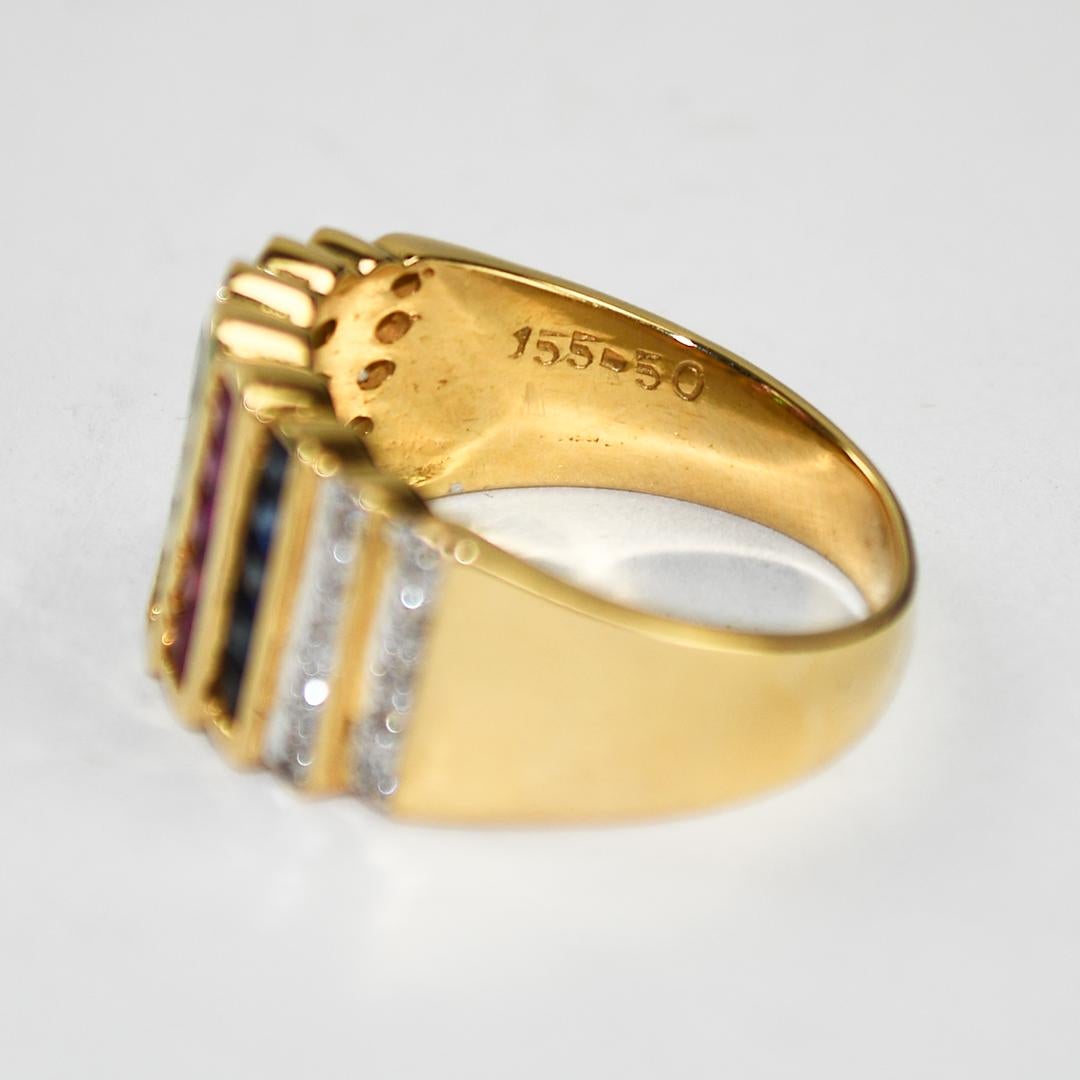 18K Yellow Gold Gemstone Cocktail Ring 6.4g en vente 3