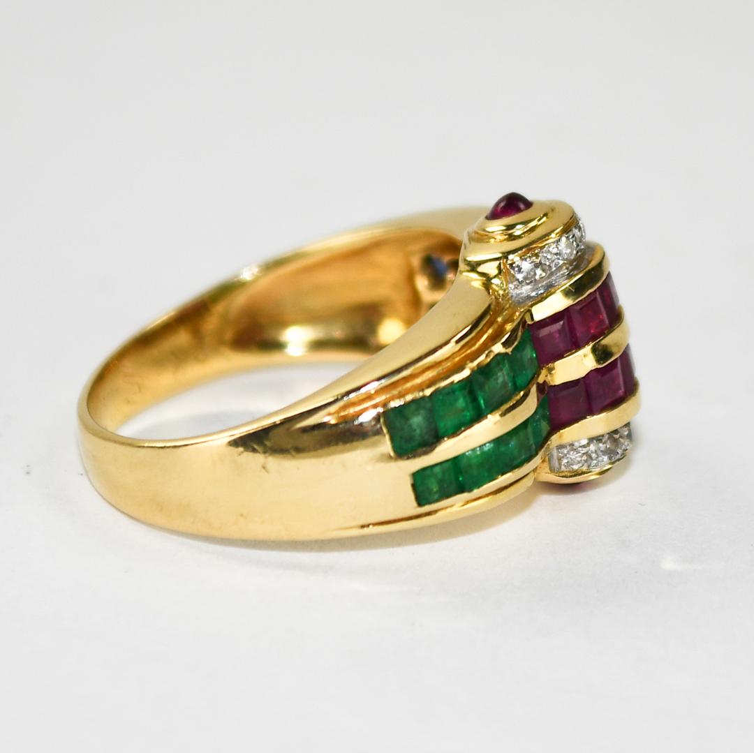 18K Yellow Gold Gemstone Cocktail Ring 6g im Zustand „Hervorragend“ im Angebot in Laguna Beach, CA