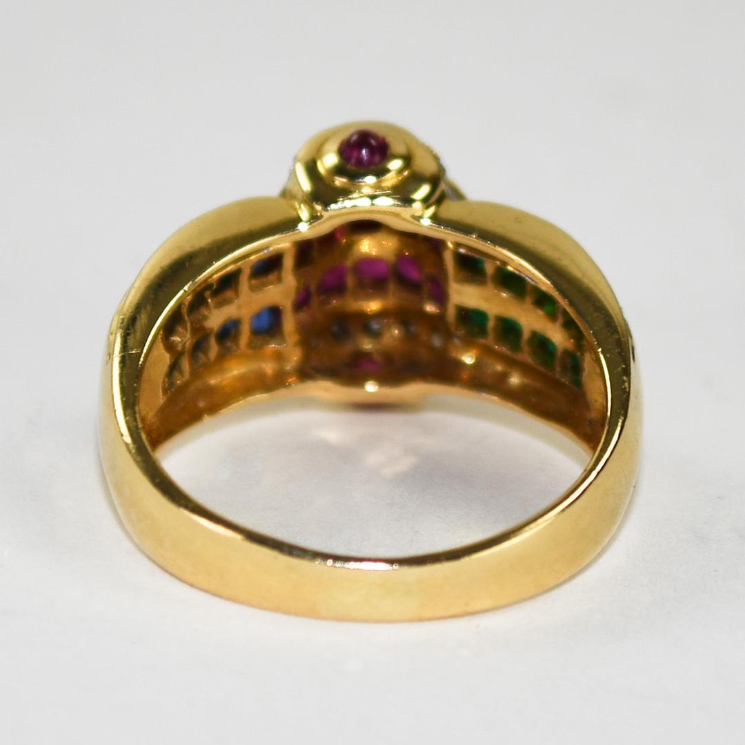 18K Yellow Gold Gemstone Cocktail Ring 6g für Damen oder Herren im Angebot