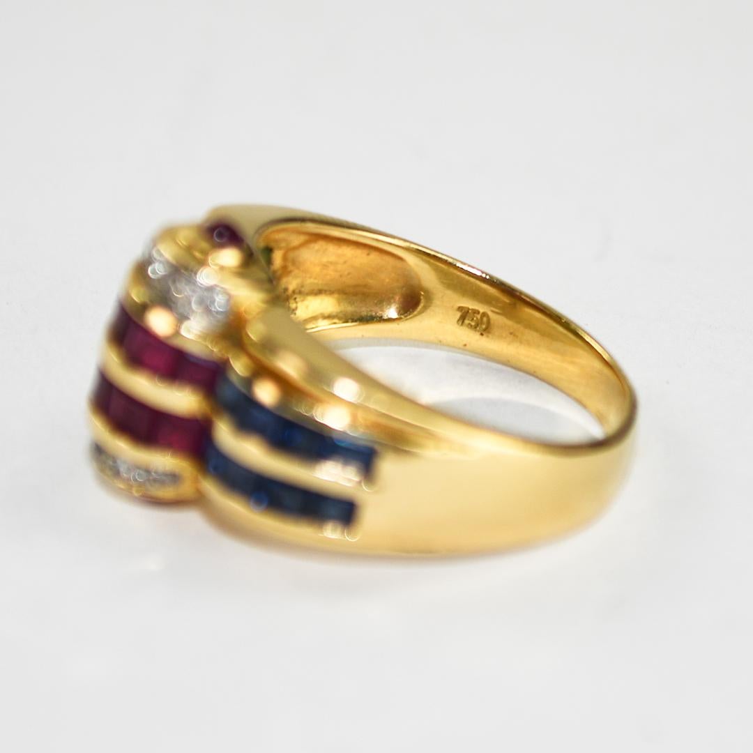 18K Yellow Gold Gemstone Cocktail Ring 6g im Angebot 2