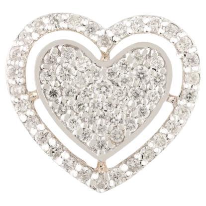 18k Yellow Gold Genuine Diamond Studded Heart Pendant Gift for Mom Jewelry