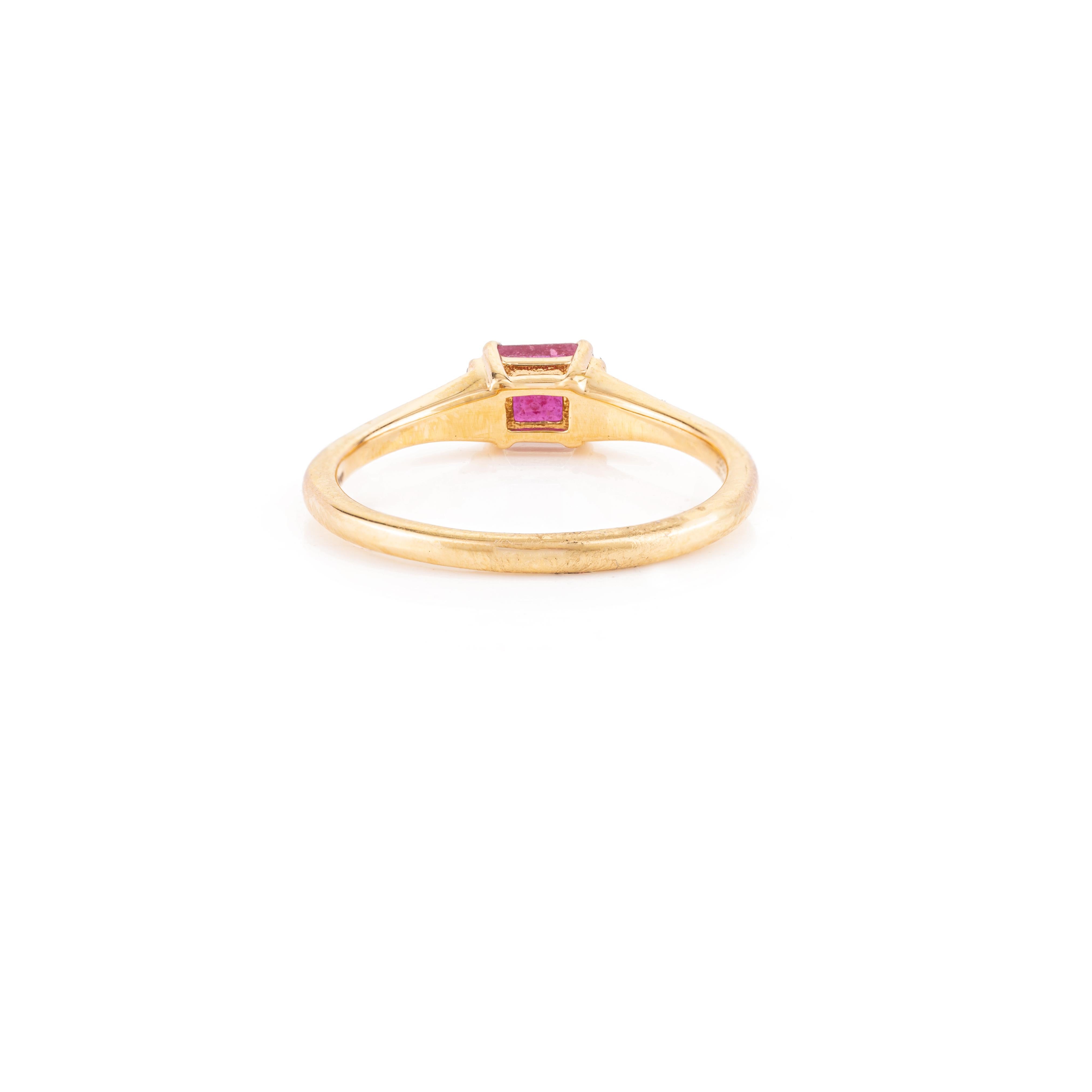 For Sale:  18k Yellow Gold Genuine Ruby Diamond Engagement Ring for Her 7