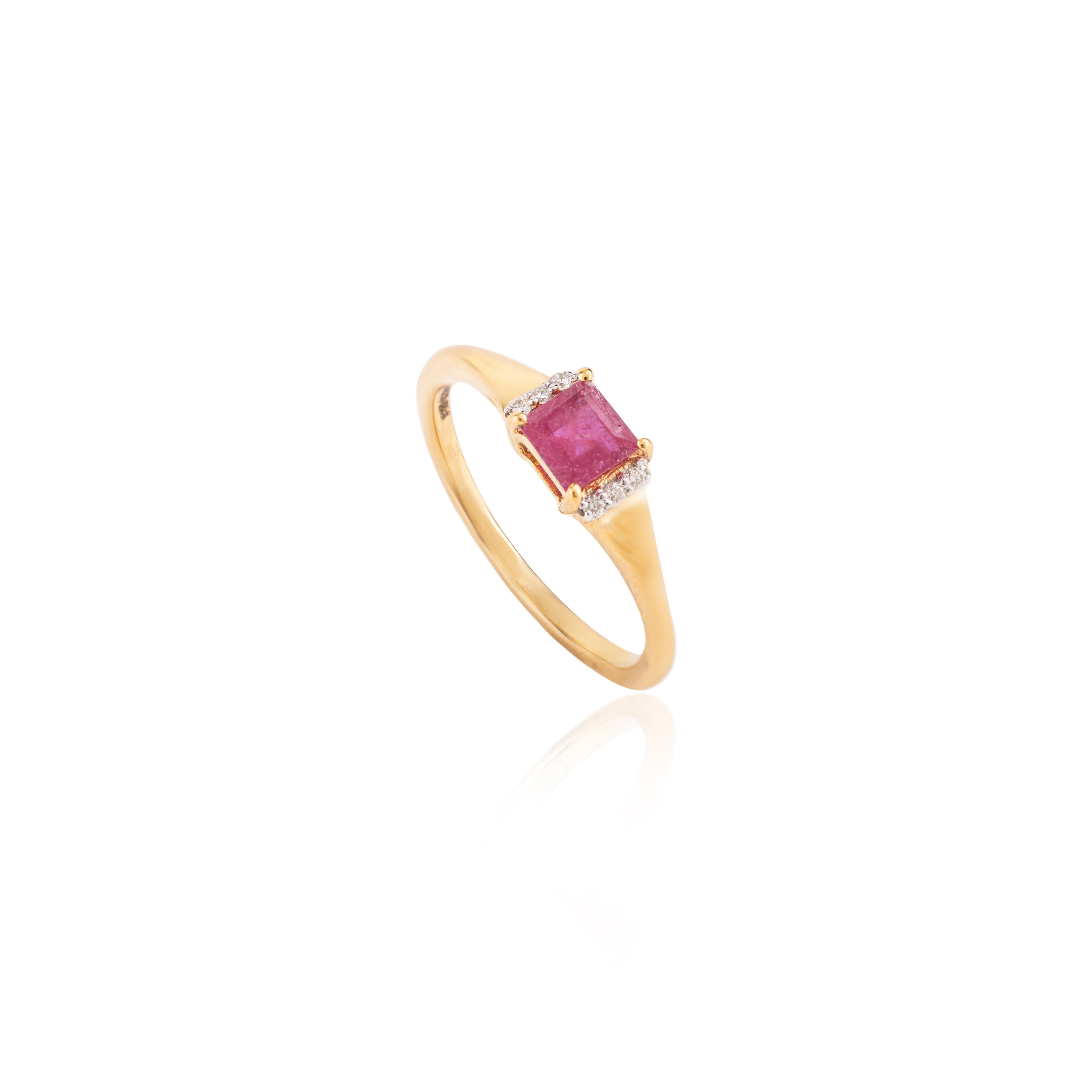 For Sale:  18k Yellow Gold Genuine Ruby Diamond Engagement Ring for Her 8