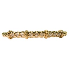 18K Yellow Gold Geometric Diamond Bangle with Round Accents IdunnCollection