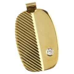 18k Yellow Gold Geometric Diamond Pendant Signed Nina Gorgeous!