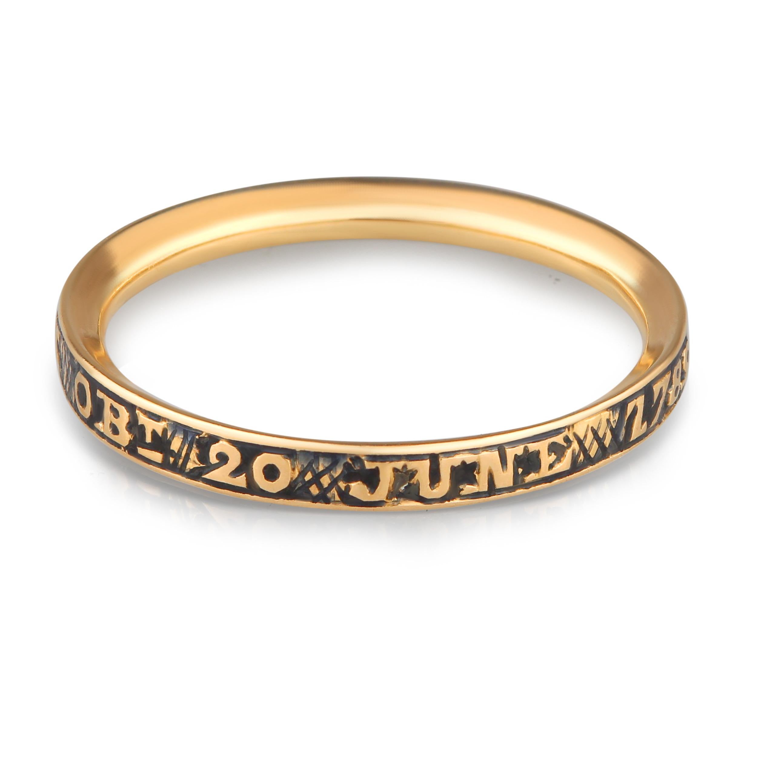 18K Yellow Gold Georgian Mourning Ring c. 1789 In Good Condition For Sale In San Francisco, CA