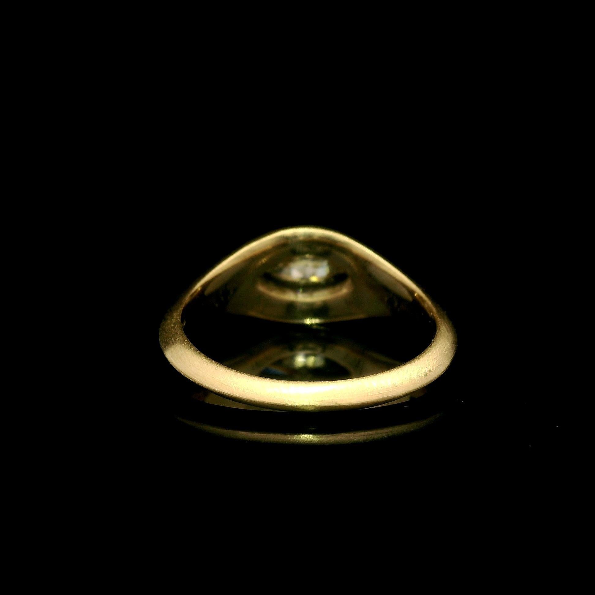 18k Yellow Gold GIA 0.71ct Marquise Cut Bezel Low Profile Diamond Brushed Ring In New Condition In Montclair, NJ