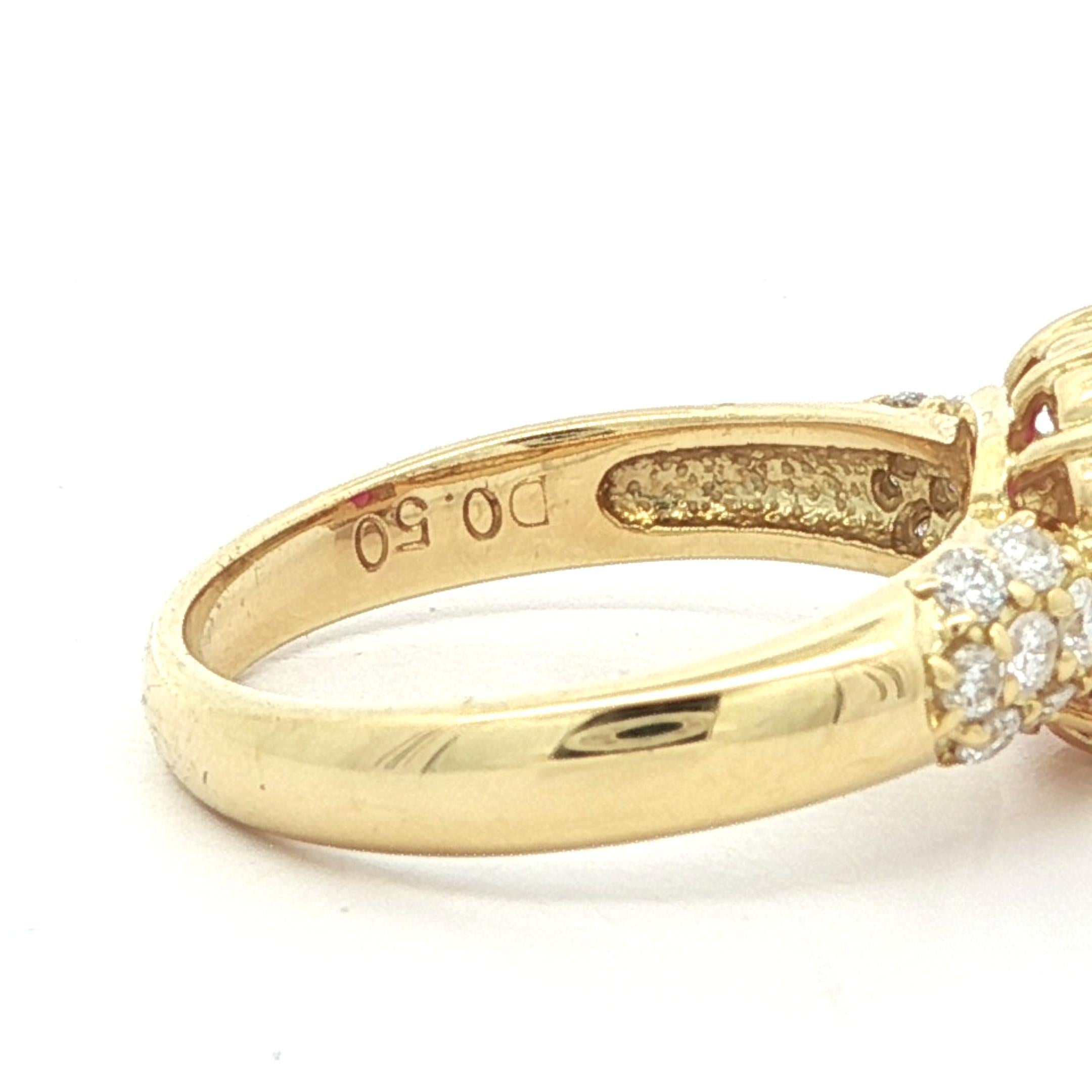 Bague en or jaune 18k GIA 1.26ctw High Quality No Heat Vivid Diamonds Red Ruby en vente 6