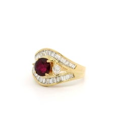 18k Yellow Gold GIA 2.25ctw Ruby & Baguette Diamond Wide Cocktail Band Ring