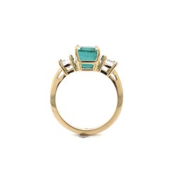 18K Yellow Gold GIA 2.86 carat Emerald and 1.02 carat Diamond Ring