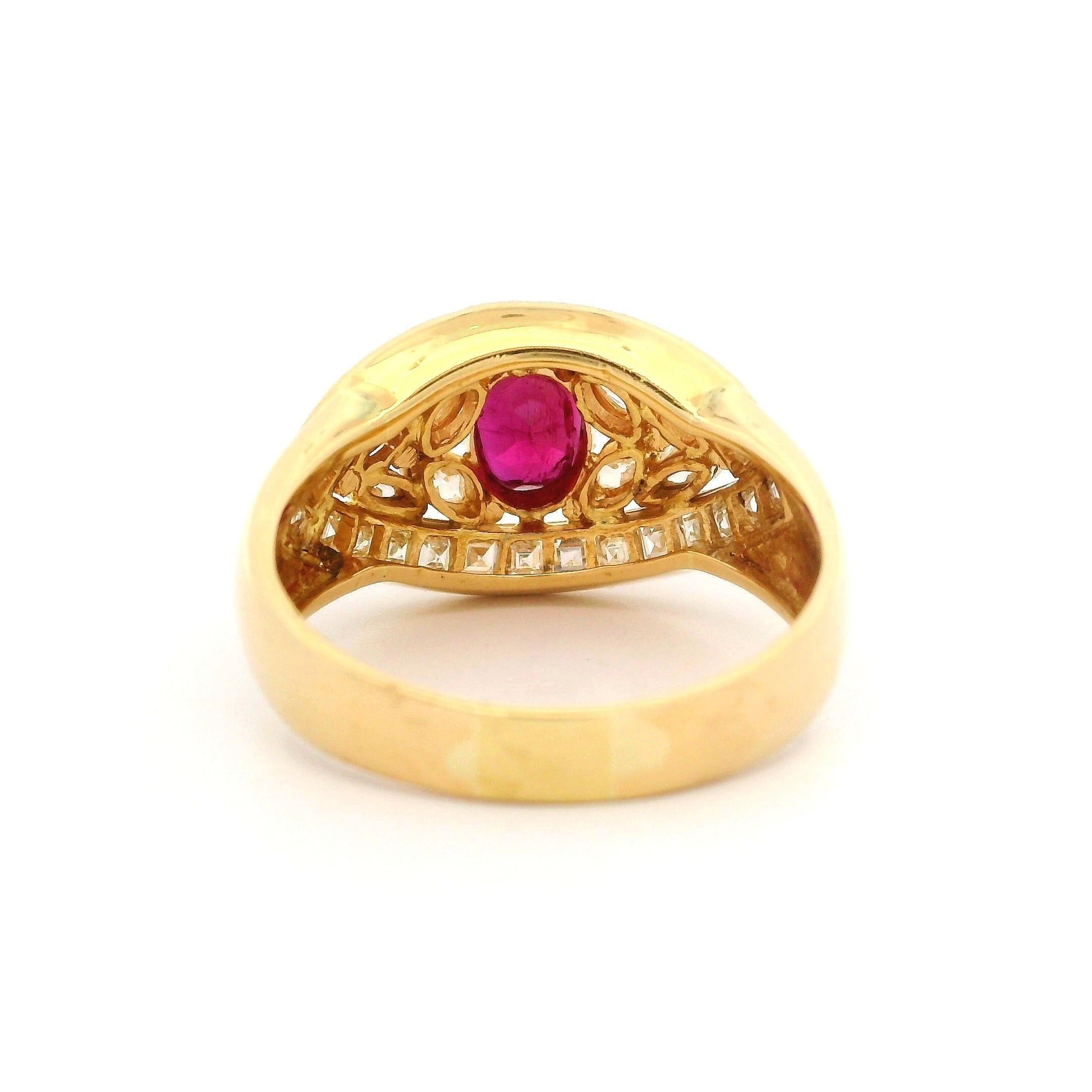 Brilliant Cut 18k Yellow Gold GIA 3.27ctw High Quality Ruby & Fancy Diamond Wide Band Ring For Sale