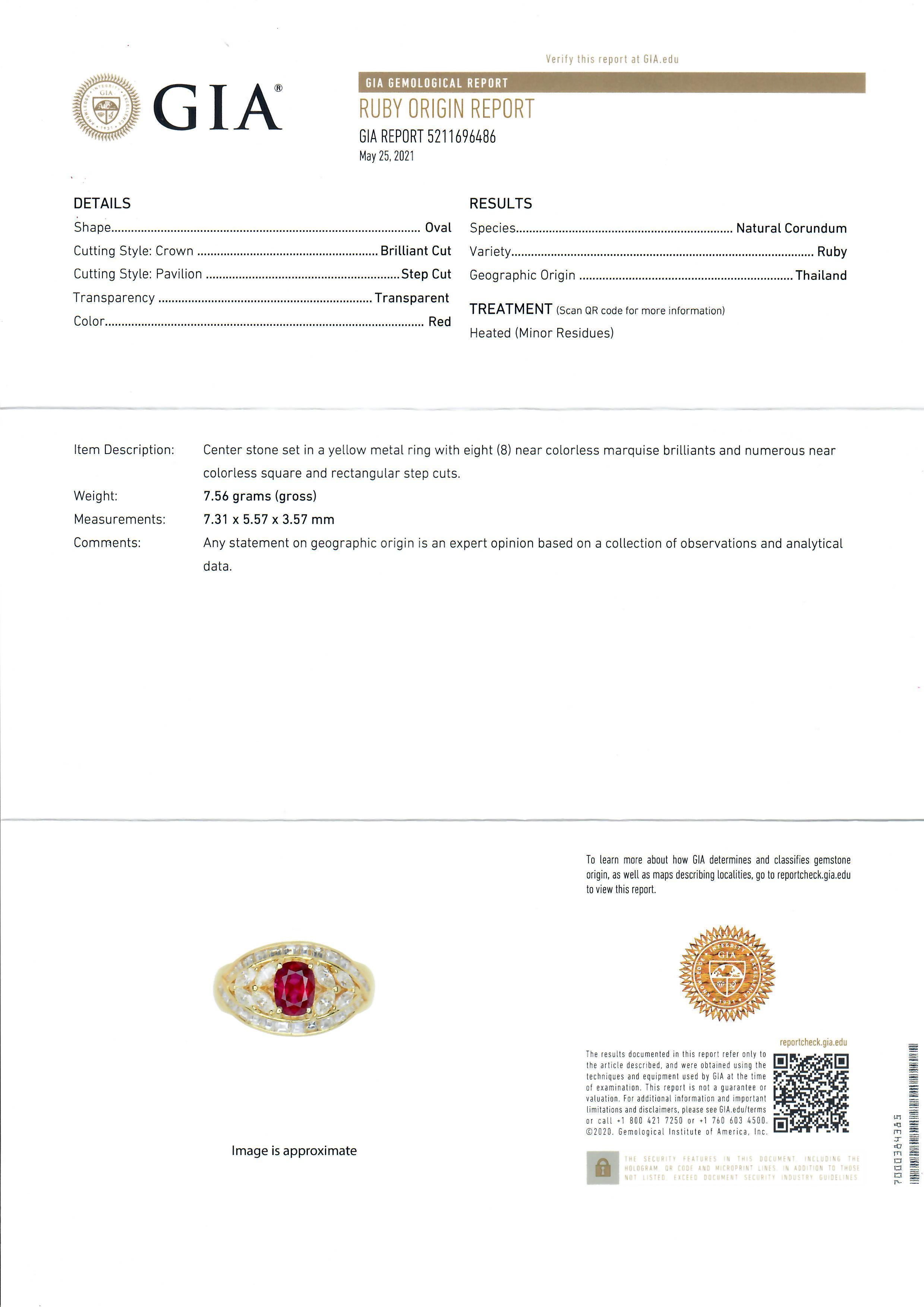 18k Yellow Gold GIA 3.27ctw High Quality Ruby & Fancy Diamond Wide Band Ring For Sale 1