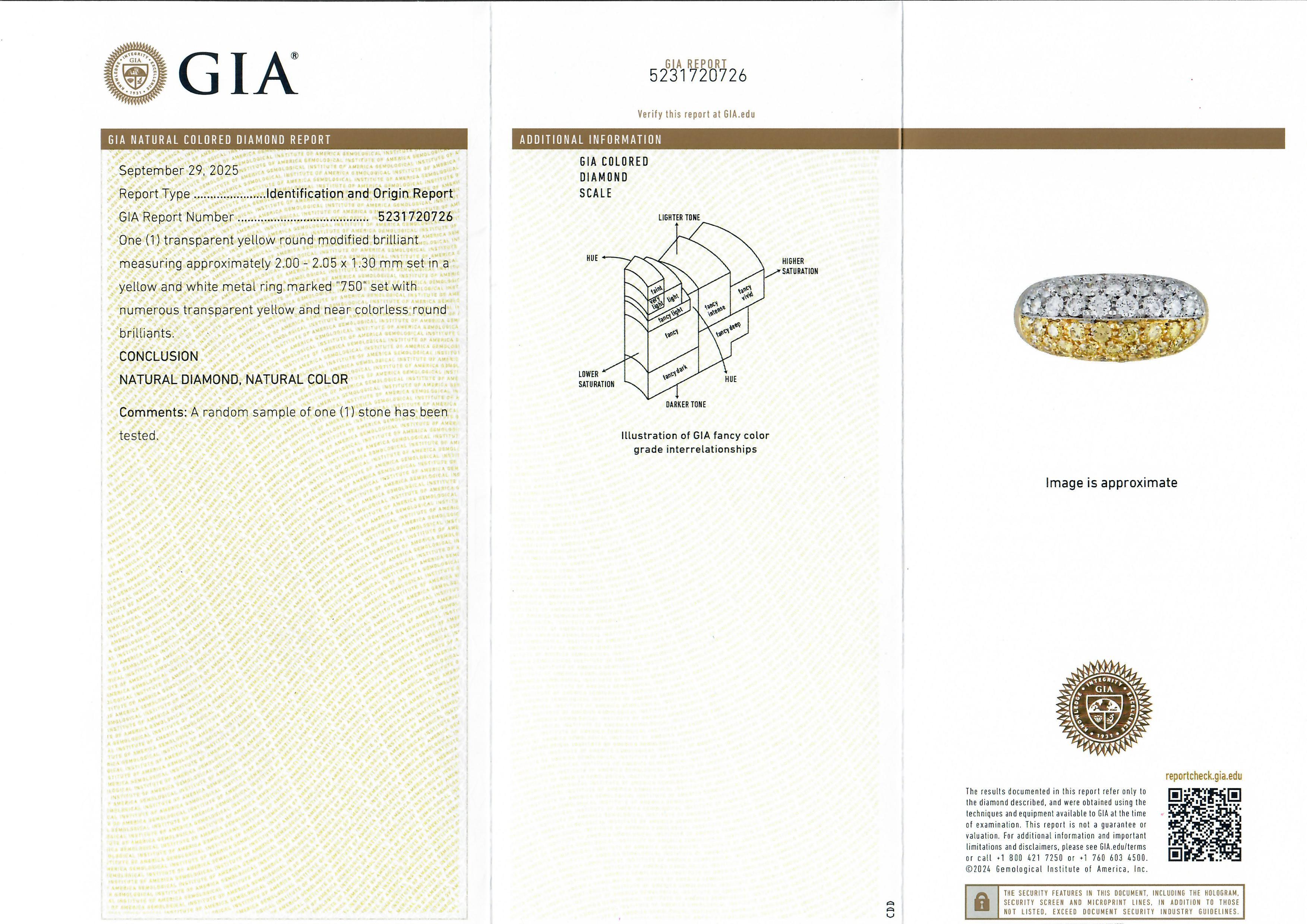 18k Yellow Gold GIA 3ctw Half Fancy Yellow & White Pave Diamond Bombe Band Ring For Sale 5