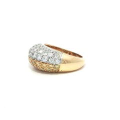 18k Yellow Gold GIA 3ctw Half Fancy Yellow & White Pave Diamond Bombe Band Ring
