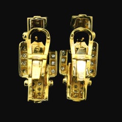 18k Yellow Gold GIA 4.50ctw Oval Sapphire & Diamond Large Omega Earrings