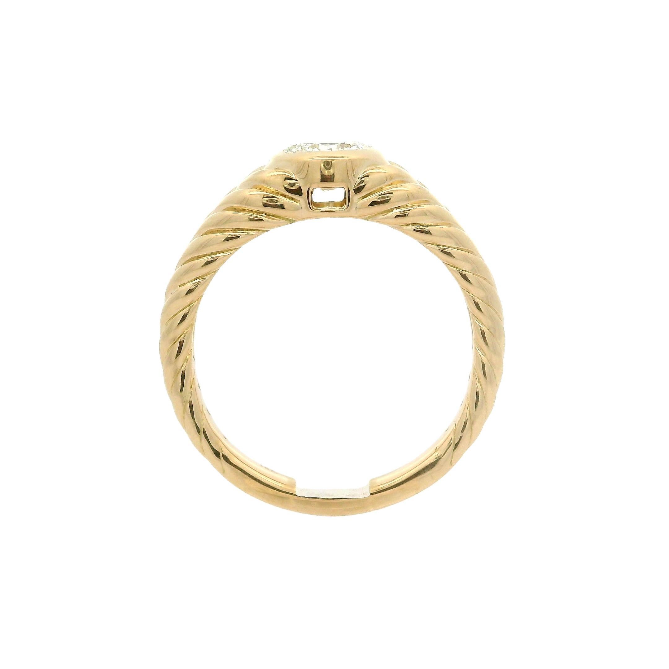 Or jaune 18k GIA .75ct Round Bezel Set Diamond Solitaire Cable Braided Ring en vente 10