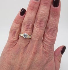 18k Yellow Gold GIA Certified 1.35CTW Diamond Ring with Pear Accent Diamonds